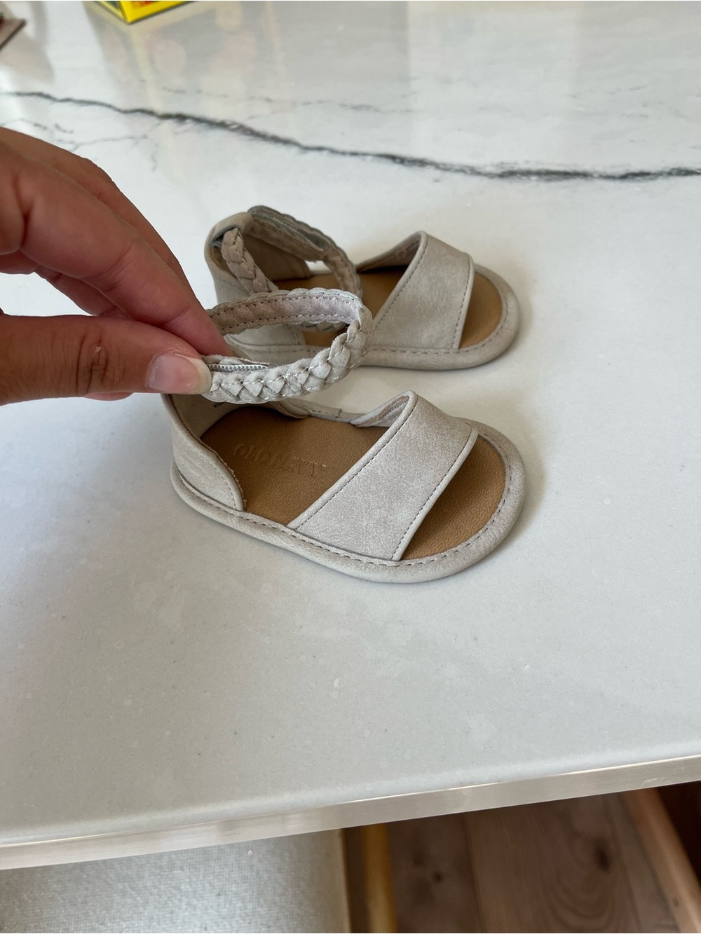 Baby girl Braided Strap Sandals in Light Beige